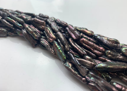 8x25 mm Peacock Freshwater Biwa/Stick Pearls, Genuine Peacock Biwa Stick Freshwater Pearls #1306