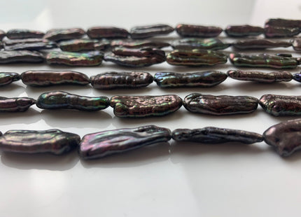 8x25 mm Peacock Freshwater Biwa/Stick Pearls, Genuine Peacock Biwa Stick Freshwater Pearls #1306