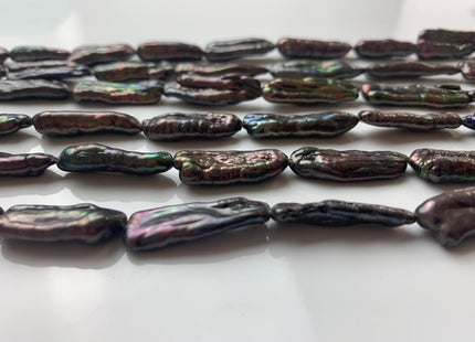 8x25 mm Peacock Freshwater Biwa/Stick Pearls, Genuine Peacock Biwa Stick Freshwater Pearls #1306