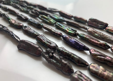 8x25 mm Peacock Freshwater Biwa/Stick Pearls, Genuine Peacock Biwa Stick Freshwater Pearls #1306