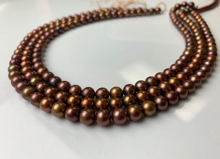 6-6.5mm 7-7.5mm AAA Chocolate Brown Color Round Freshwater Pearls, Genuine HighLuster Freshwater Freshwater Round Pearls Beads #1267