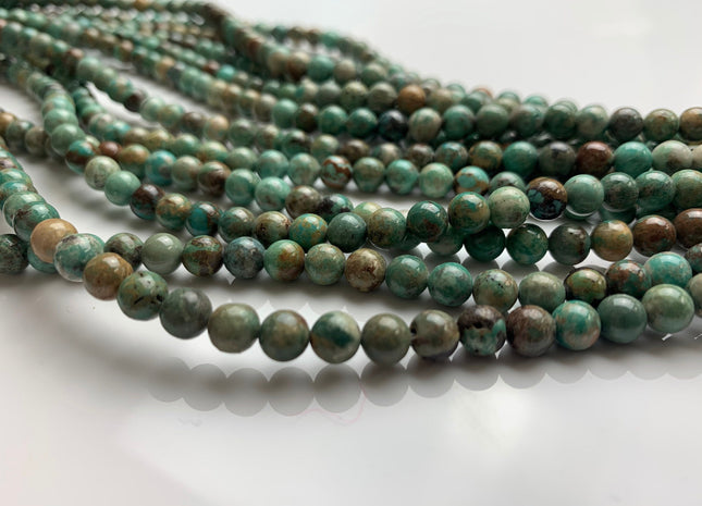 6 mm Smooth Round 100% All Natural Turquoise Beads, Genuine Turquoise Round Gemstones #2213