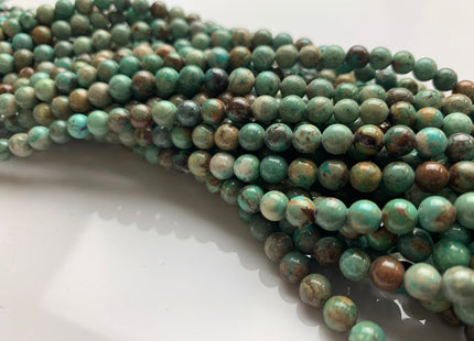 6 mm Smooth Round 100% All Natural Turquoise Beads, Genuine Turquoise Round Gemstones #2213