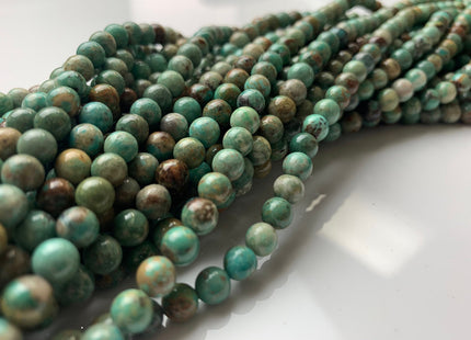 6 mm Smooth Round 100% All Natural Turquoise Beads, Genuine Turquoise Round Gemstones #2213