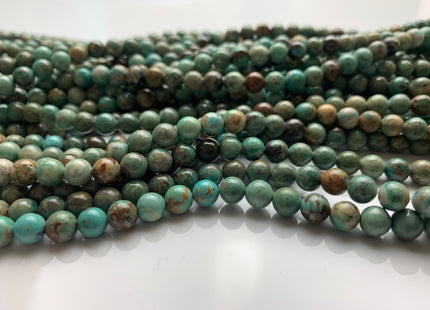 6 mm Smooth Round 100% All Natural Turquoise Beads, Genuine Turquoise Round Gemstones #2213