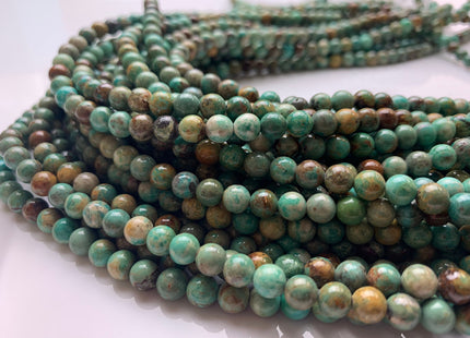 6 mm Smooth Round 100% All Natural Turquoise Beads, Genuine Turquoise Round Gemstones #2213