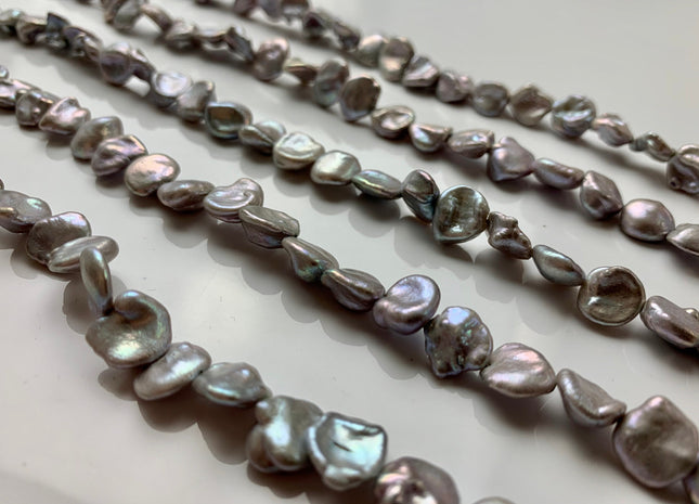 10-11 mm Gray Color Freshwater Flat Keishi Pearl, Genuine HighLuster Keishi Freshwater Pearl Limited Edition #1283