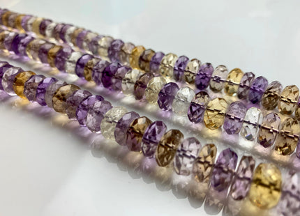 5x10-11 mm AAA Faceted Rondelle Shape Ametrine Gemstone Beads Genuine High Quality Natural Color Ametrine Gemstone 16 Inches Strand #2227