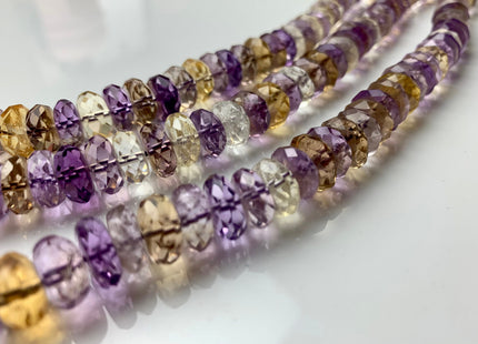 5x10-11 mm AAA Faceted Rondelle Shape Ametrine Gemstone Beads Genuine High Quality Natural Color Ametrine Gemstone 16 Inches Strand #2227