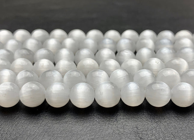 6mm 8mm AAA Natural Color Selenite Gemstone Beads Smooth Round Shape Top Quality Selenite Gemstone Beads #2231