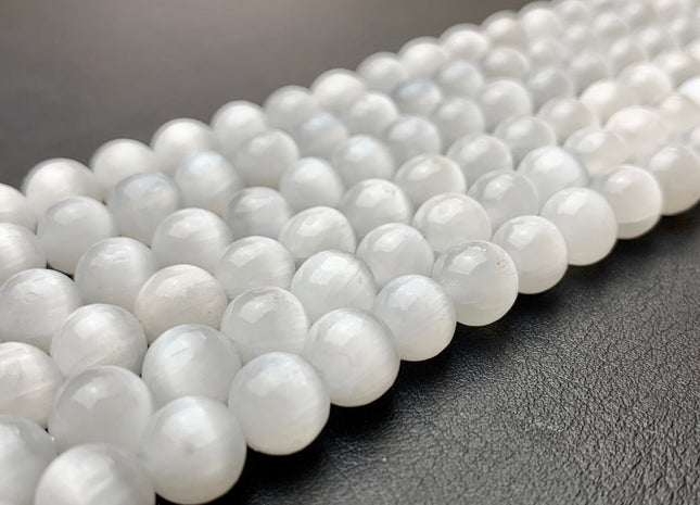 6mm 8mm AAA Natural Color Selenite Gemstone Beads Smooth Round Shape Top Quality Selenite Gemstone Beads #2231