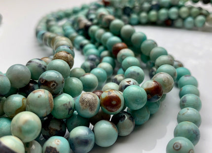 8 mm AAA Natural Color Smooth Round Dragon Skin Agate Gemstone Beads Natural Blue Green Color Agate Gemstone Beads. #2238