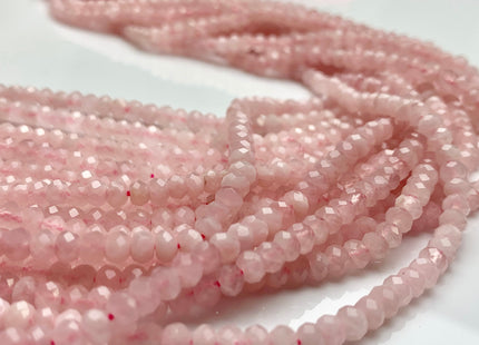 WHOLESALE 3x4mm 4x6mm AAA Natural Color Faceted Rondelle Rose Quartz Gemstone Beads Natural Pink Micro Faceted Rose Quartz #2242