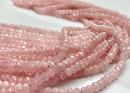 WHOLESALE 3x4mm 4x6mm AAA Natural Color Faceted Rondelle Rose Quartz Gemstone Beads Natural Pink Micro Faceted Rose Quartz #2242