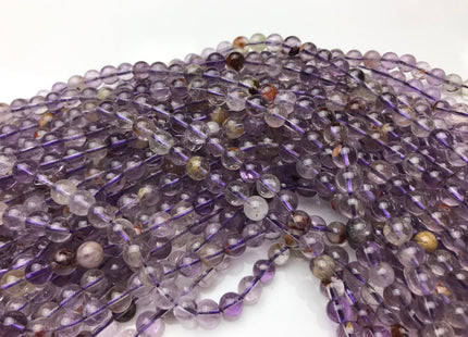 WHOLESALE 6 mm Smooth Round Natural Super Seven Gemstone Beads Natural Color Cacoxenite Amethyst Gemstones #2211