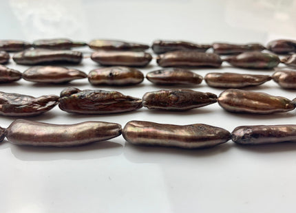 7-8x30 mm Biwa Stick Freshwater Pearls, Chocolate Brown Color Biwa Stick Freshwater Pearls #1297