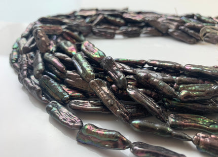 8x25 mm Peacock Freshwater Biwa/Stick Pearls, Genuine Peacock Biwa Stick Freshwater Pearls #1306