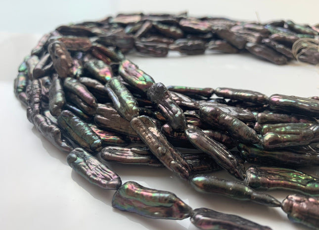 8x25 mm Peacock Freshwater Biwa/Stick Pearls, Genuine Peacock Biwa Stick Freshwater Pearls #1306