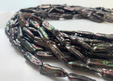 8x25 mm Peacock Freshwater Biwa/Stick Pearls, Genuine Peacock Biwa Stick Freshwater Pearls #1306
