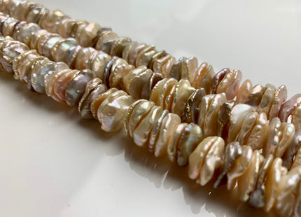 14-15 mm AAA Natural Champagne OR Mauve Pink Mixed Color Freshwater Keishi Cornflake Petal Pearls Rondelle Shape Center Drilled Beads #1309