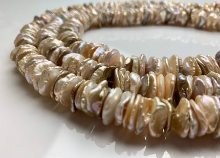 14-15 mm AAA Natural Champagne OR Mauve Pink Mixed Color Freshwater Keishi Cornflake Petal Pearls Rondelle Shape Center Drilled Beads #1309