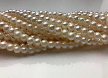 5-6 mm AAA White Potato Freshwater Pearl Beads 1.8 mm Hole Large Hole Half Strand White Pearls #19