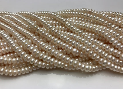 6mm AAA Large Hole Natural White Button/Rondelle Freshwater Pearls Hole Size 1.2mm Or 1.5mm Genuine Large Hole Freshwater Pearl Beads #1334