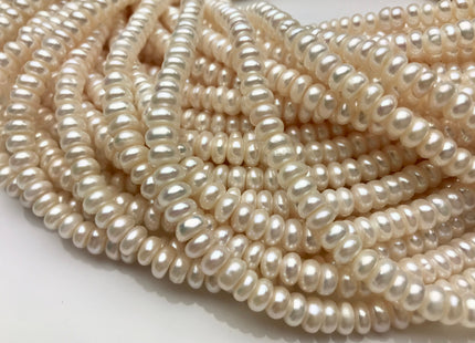 6mm AAA Large Hole Natural White Button/Rondelle Freshwater Pearls Hole Size 1.2mm Or 1.5mm Genuine Large Hole Freshwater Pearl Beads #1334