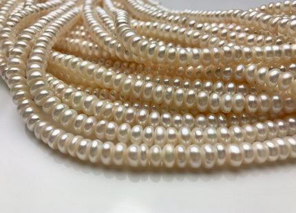 6mm AAA Large Hole Natural White Button/Rondelle Freshwater Pearls Hole Size 1.2mm Or 1.5mm Genuine Large Hole Freshwater Pearl Beads #1334