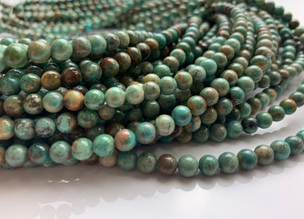 6 mm Smooth Round 100% All Natural Turquoise Beads, Genuine Turquoise Round Gemstones #2213