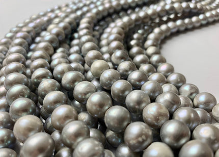 10-11 mm B Grade Large Hole Grey Freshwater Pearls, Grey Freshwater Potato Pearls, Hole Size 2.0 mm #1314