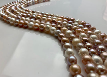 9.5-10 mm Natural White, Pink, Peach Multi Color Freshwater Potato Pearls, Genuine High Luster Freshwater Potato Pearls #1325