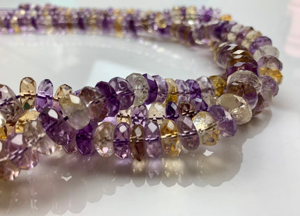 5x10-11 mm AAA Faceted Rondelle Shape Ametrine Gemstone Beads Genuine High Quality Natural Color Ametrine Gemstone 16 Inches Strand #2227