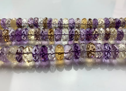 5x10-11 mm AAA Faceted Rondelle Shape Ametrine Gemstone Beads Genuine High Quality Natural Color Ametrine Gemstone 16 Inches Strand #2227
