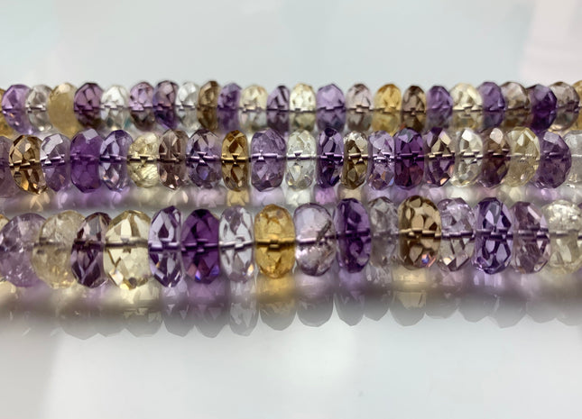 5x10-11 mm AAA Faceted Rondelle Shape Ametrine Gemstone Beads Genuine High Quality Natural Color Ametrine Gemstone 16 Inches Strand #2227