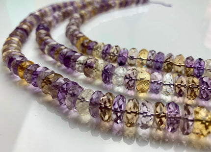5x10-11 mm AAA Faceted Rondelle Shape Ametrine Gemstone Beads Genuine High Quality Natural Color Ametrine Gemstone 16 Inches Strand #2227