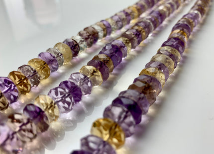 5x10-11 mm AAA Faceted Rondelle Shape Ametrine Gemstone Beads Genuine High Quality Natural Color Ametrine Gemstone 16 Inches Strand #2227