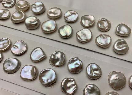 One Pair 8-15mm AAAA Natural White Flat Keshi Freshwater Pearl Half Drilled Matching Earring Very Rare High Luster Cornflake Pearls #1343