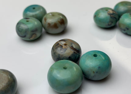 8x12 mm Natural Color Smooth Rondelle Dragon Skin Agate Gemstone Beads Natural Blue Green Color Agate Gemstone Beads. #2261