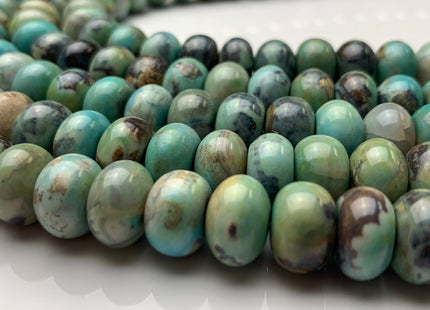 8x12 mm Natural Color Smooth Rondelle Dragon Skin Agate Gemstone Beads Natural Blue Green Color Agate Gemstone Beads. #2261