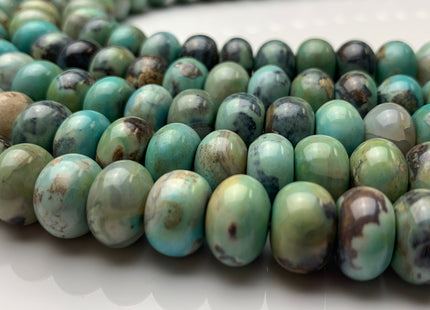 8x12 mm Natural Color Smooth Rondelle Dragon Skin Agate Gemstone Beads Natural Blue Green Color Agate Gemstone Beads. #2261
