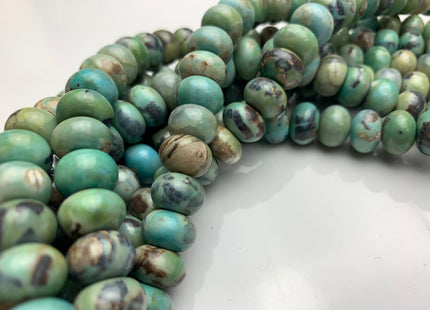 8x12 mm Natural Color Smooth Rondelle Dragon Skin Agate Gemstone Beads Natural Blue Green Color Agate Gemstone Beads. #2261