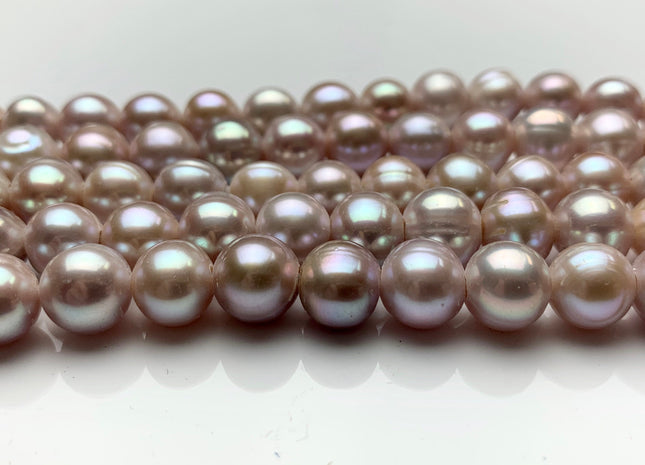 9 mm AA Large Hole Half Strand Freshwater Pearls Round/Potato Shape 2.2mm Hole Gray OR Natural Pink Color #1329