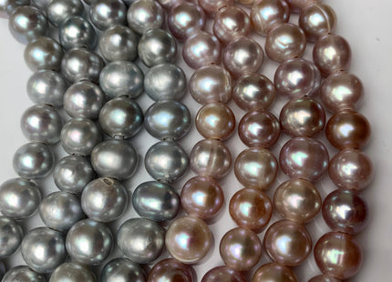 9 mm AA Large Hole Half Strand Freshwater Pearls Round/Potato Shape 2.2mm Hole Gray OR Natural Pink Color #1329