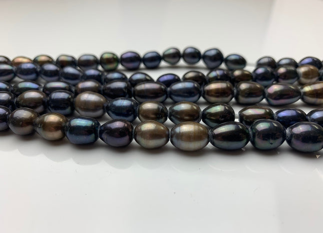 9x11 mm AA Large Hole Multi Navy Blue Rice/Oval Genuine Freshwater Pearl Beads 2.2 mm Hole Pearl Limited Edition Color Large Hole Bead #1336