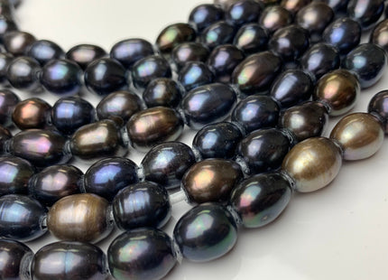 9x11 mm AA Large Hole Multi Navy Blue Rice/Oval Genuine Freshwater Pearl Beads 2.2 mm Hole Pearl Limited Edition Color Large Hole Bead #1336