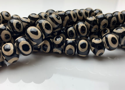 10x14 mm Black And White Tibetan Agate Smooth Rondelle Shape Large Hole 2.0mm Hole Gemstone Beads #2262