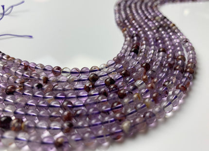 WHOLESALE 6 mm Smooth Round Natural Super Seven Gemstone Beads Natural Color Cacoxenite Amethyst Gemstones #2211