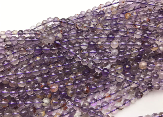 WHOLESALE 6 mm Smooth Round Natural Super Seven Gemstone Beads Natural Color Cacoxenite Amethyst Gemstones #2211