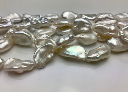 9-10x15 mm AAA High Luster Limited Edition Natural White Biwa Keshi Freshwater Pearls Beads, Genuine Natural Keshi Paddle Pearls #545